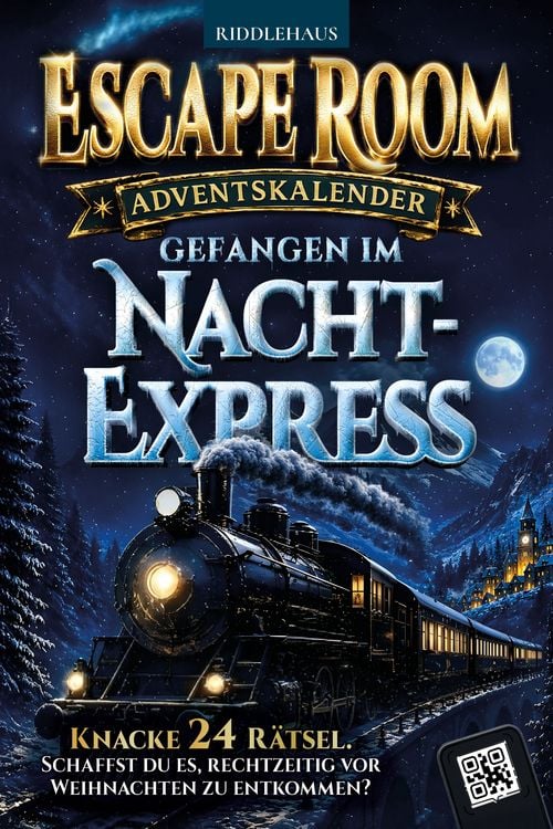 Produktbild: Escape Room Adventskalender: Gefangen im Nachtexpress. Knacke die 24 R&auml;tsel und entkomme rechtzeitig vor Weihnachten | Der R&auml;tsel-Adventskalender f&uuml;r Erwachsene und Teenager