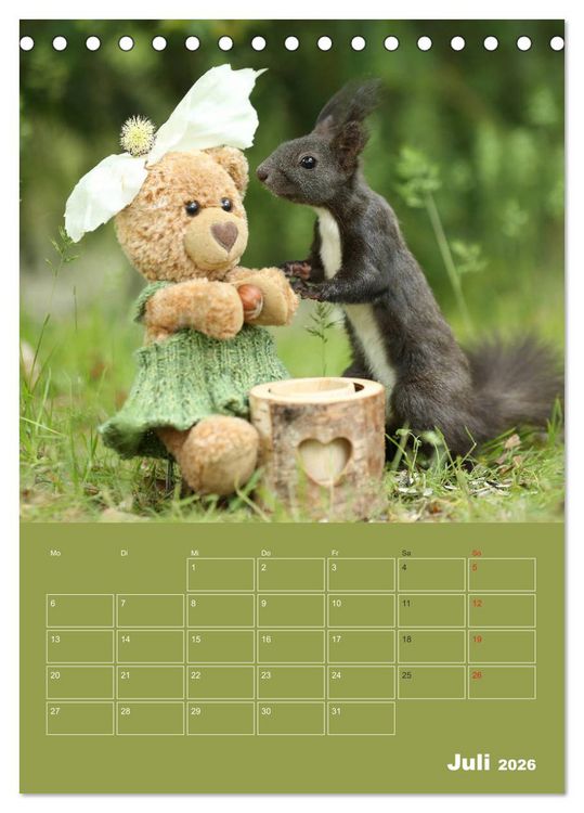Produktbild: Eichh&ouml;rnchen - Abenteuer mit Freund Teddy (Tischkalender 2026 DIN A5 hoch), CALVENDO Monatskalender