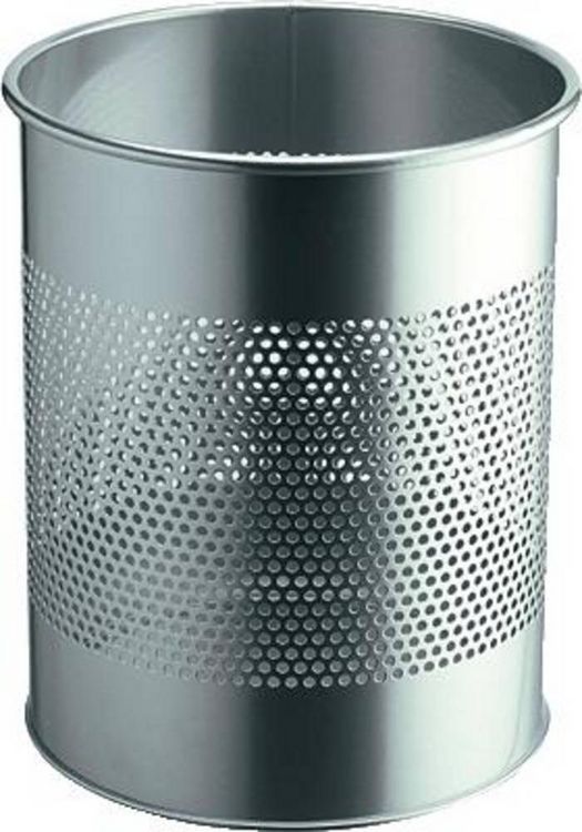Produktbild: DURABLE Papierkorb Metall Lochdekor, silber metallic