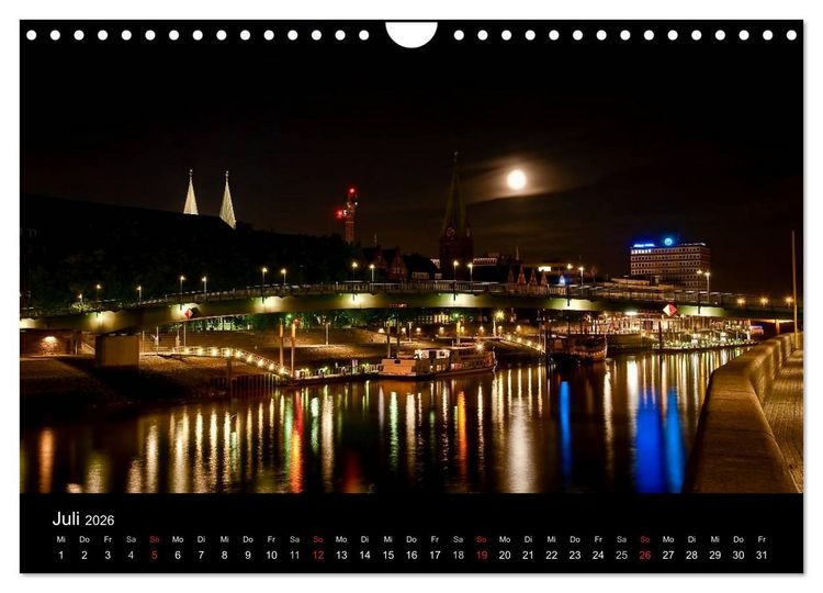 Produktbild: Bremen bei Nacht (Wandkalender 2026 DIN A4 quer), CALVENDO Monatskalender
