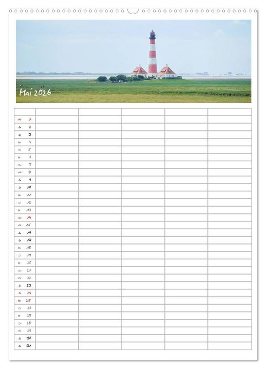 Produktbild: Nordfriesland - Familienplaner (hochwertiger Premium Wandkalender 2026 DIN A2 hoch), Kunstdruck in Hochglanz