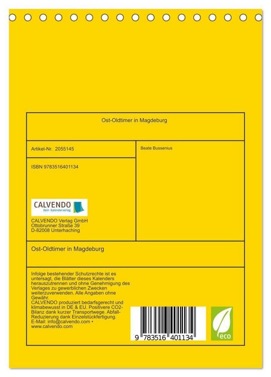 Produktbild: Ost-Oldtimer in Magdeburg (Tischkalender 2026 DIN A5 hoch), CALVENDO Monatskalender