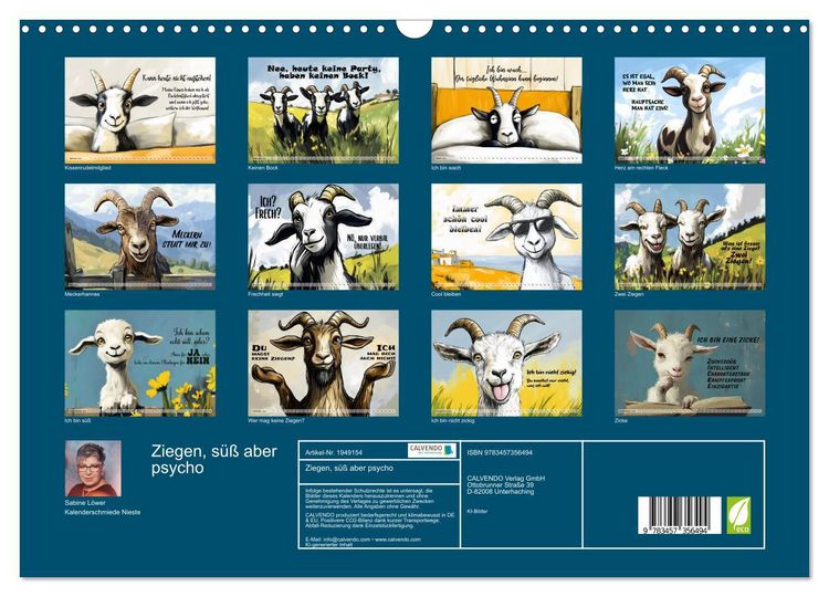 Produktbild: Ziegen, s&uuml;&szlig; aber psycho (Wandkalender 2026 DIN A3 quer), CALVENDO Monatskalender