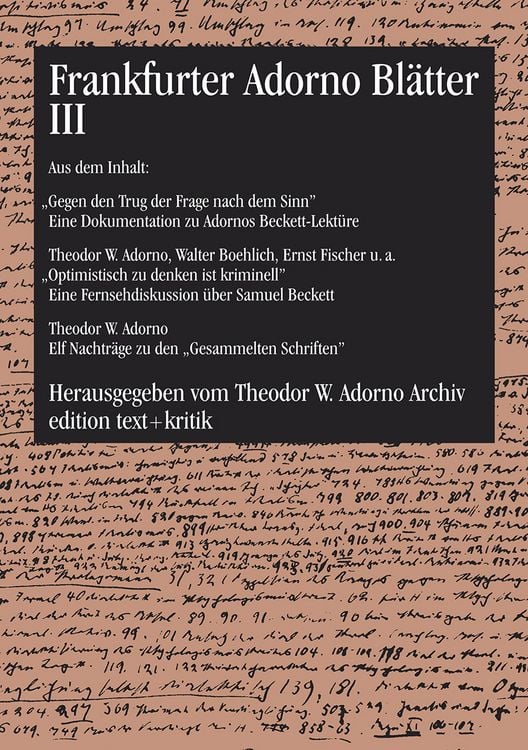 Produktbild: Frankfurter Adorno Bl&auml;tter III