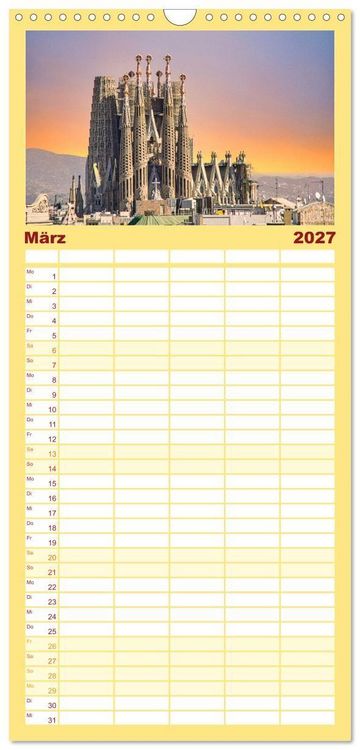Produktbild: Familienplaner 2027 - Barcelona - Stadt der Kunstwerke und Architektur mit 5 Spalten (Wandkalender, 21 x 45 cm) CALVENDO