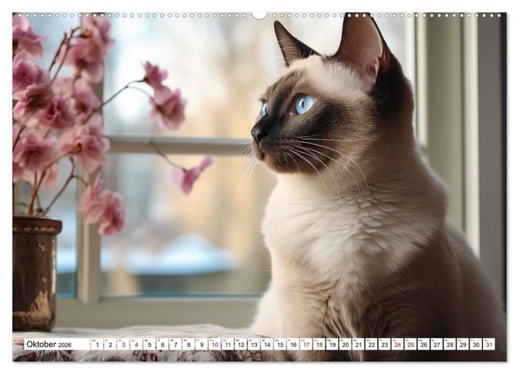 Produktbild: Das Jahr der Samtpfoten (hochwertiger Premium Wandkalender 2026 DIN A2 quer), Kunstdruck in Hochglanz