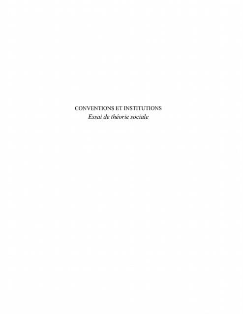 Produktbild: Conventions et institutions