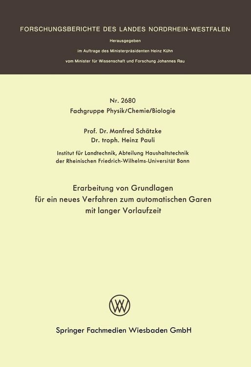 Produktbild: Erarbeitung von Grundlagen f&uuml;r ein neues Verfahren zum automatischen Garen mit langer Vorlaufzeit