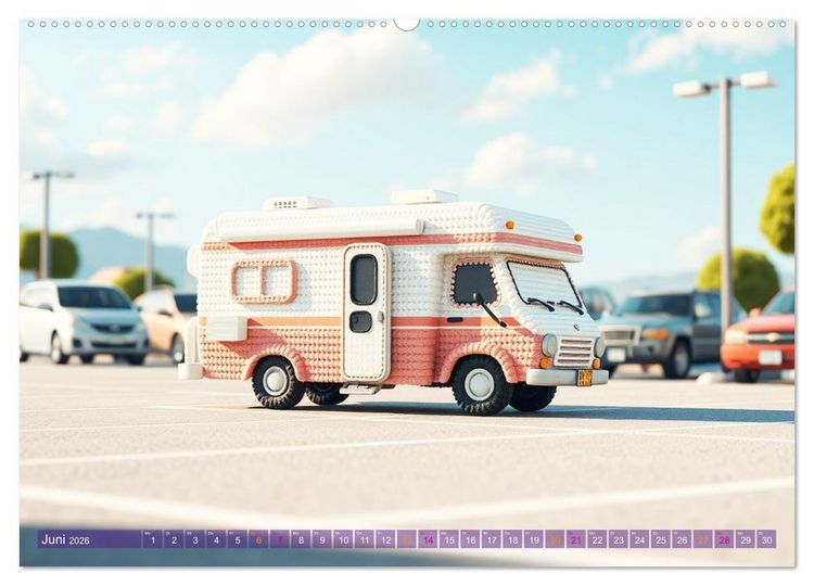Produktbild: Amigurumi Fahrzeugtr&auml;ume - H&auml;kelstyle in Pastellt&ouml;nen (hochwertiger Premium Wandkalender 2026 DIN A2 quer), Kunstdruck in Hochglanz