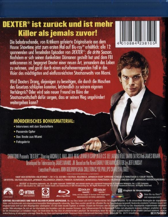Produktbild: Dexter - Die dritte Season [4 BRs]