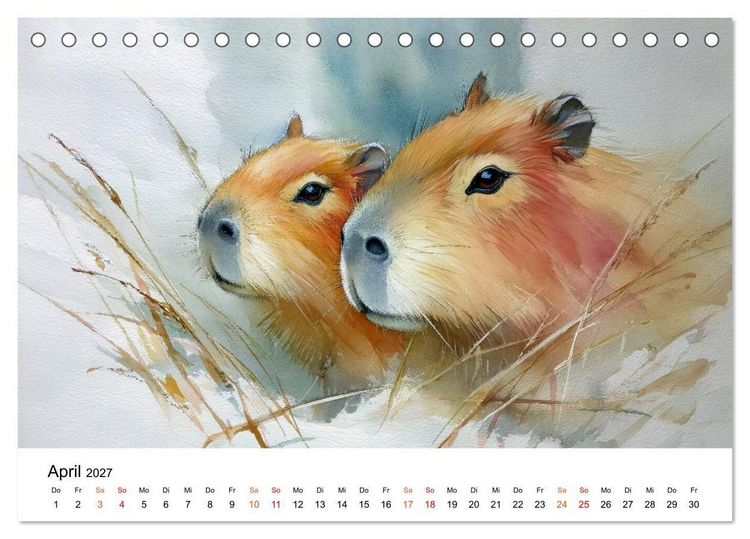 Produktbild: Capybara - die Kunst des gelassenen Daseins (Tischkalender 2027 DIN A5 quer), CALVENDO Monatskalender