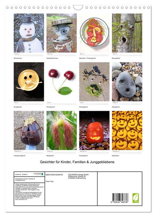 Produktbild: Gesichter f&uuml;r Kinder, Familien & Junggebliebene (Wandkalender 2026 DIN A3 hoch), CALVENDO Monatskalender