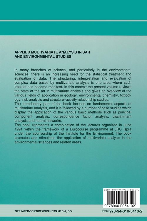 Produktbild: Applied Multivariate Analysis in SAR and Environmental Studies