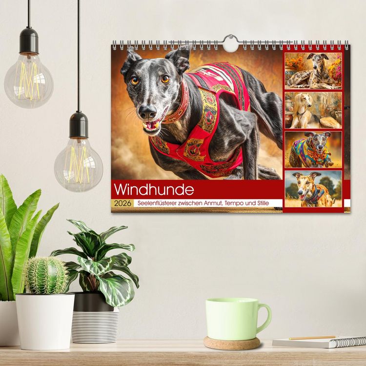 Produktbild: Windhunde. Seelenfl&uuml;sterer zwischen Anmut, Tempo und Stille (Wandkalender 2026 DIN A4 quer), CALVENDO Monatskalender