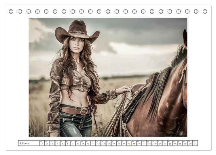 Produktbild: Sattel und Sinnlichkeit - Begegnungen mit den Verf&uuml;hrerischen Cowgirls (Tischkalender 2026 DIN A5 quer), CALVENDO Monatskalender