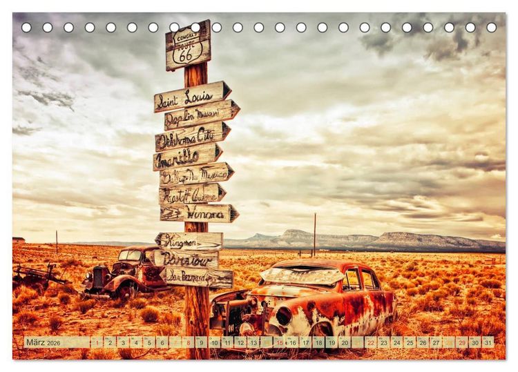 Produktbild: Nostalgie auf 2451 Meilen - Route 66 (Tischkalender 2026 DIN A5 quer), CALVENDO Monatskalender