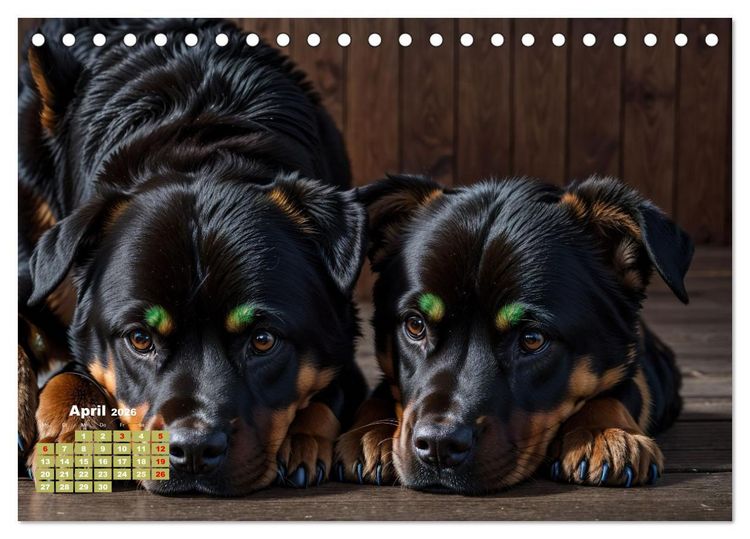 Produktbild: Majest&auml;tische Rottweiler: Ein Jahr voller Kraft und Loyalit&auml;t (Tischkalender 2026 DIN A5 quer), CALVENDO Monatskalender