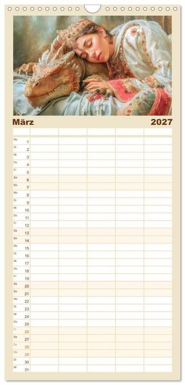 Produktbild: Familienplaner 2027 - Ewige Drachenliebe - Eine zeitlose Faszination mit 5 Spalten (Wandkalender, 21 x 45 cm) CALVENDO