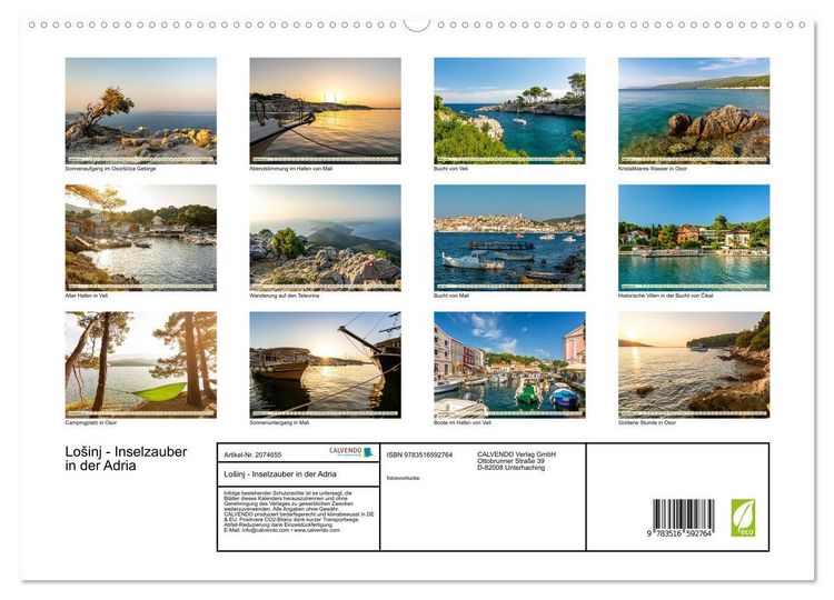 Produktbild: Lo&scaron;inj - Inselzauber in der Adria (hochwertiger Premium Wandkalender 2026 DIN A2 quer), Kunstdruck in Hochglanz
