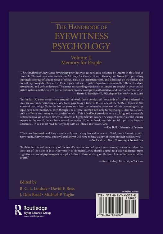 Produktbild: The Handbook of Eyewitness Psychology