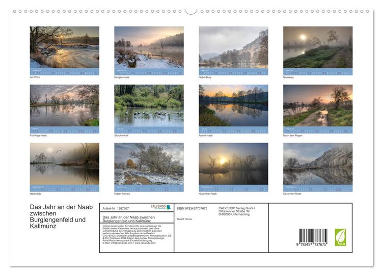 Produktbild: Das Jahr an der Naab zwischen Burglengenfeld und Kallm&uuml;nz (hochwertiger Premium Wandkalender 2026 DIN A2 quer), Kunstdruck in Hochglanz