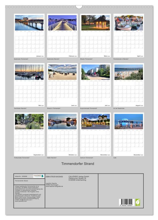 Produktbild: Timmendorfer Strand (Wandkalender 2026 DIN A2 hoch), CALVENDO Monatskalender