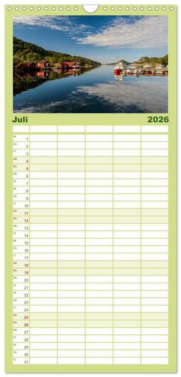 Produktbild: Familienplaner 2026 - Norwegens S&uuml;den mit 5 Spalten (Wandkalender, 21 x 45 cm) CALVENDO