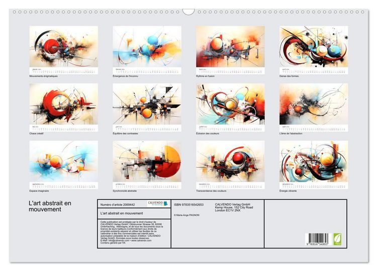 Produktbild: L'art abstrait en mouvement (Calendrier mural 2026 DIN A2 vertical), CALVENDO calendrier mensuel