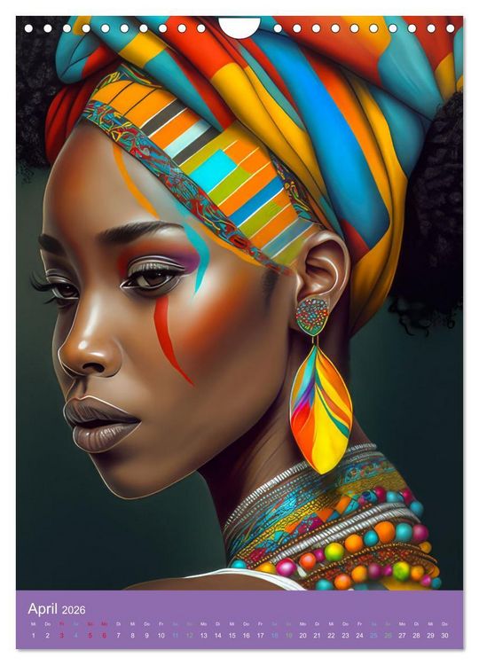 Produktbild: Afrikanische Frauen - Portraits im Stil der afrikanischen Kultur (Wandkalender 2026 DIN A4 hoch), CALVENDO Monatskalender