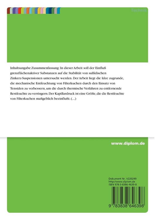Produktbild: Einfluss von grenzfl&auml;chenaktiven Substanzen auf die Stabilit&auml;t von Suspensionen