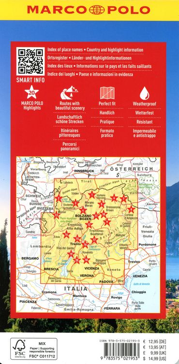 Produktbild: MARCO POLO Reisekarte Italien 03 S&uuml;dtirol, Trentino, Gardasee 1:200.000