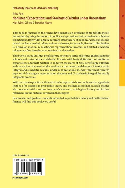 Produktbild: Nonlinear Expectations and Stochastic Calculus under Uncertainty