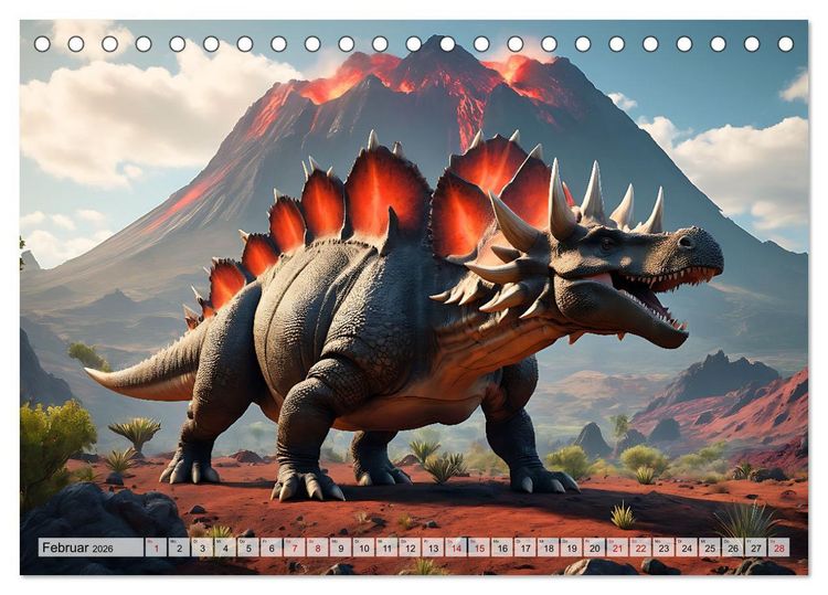 Produktbild: Dinosaurier - die Welt der Urzeitgiganten (Tischkalender 2026 DIN A5 quer), CALVENDO Monatskalender