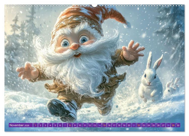 Produktbild: Zwergenland - Kinderkalender (hochwertiger Premium Wandkalender 2026 DIN A2 quer), Kunstdruck in Hochglanz