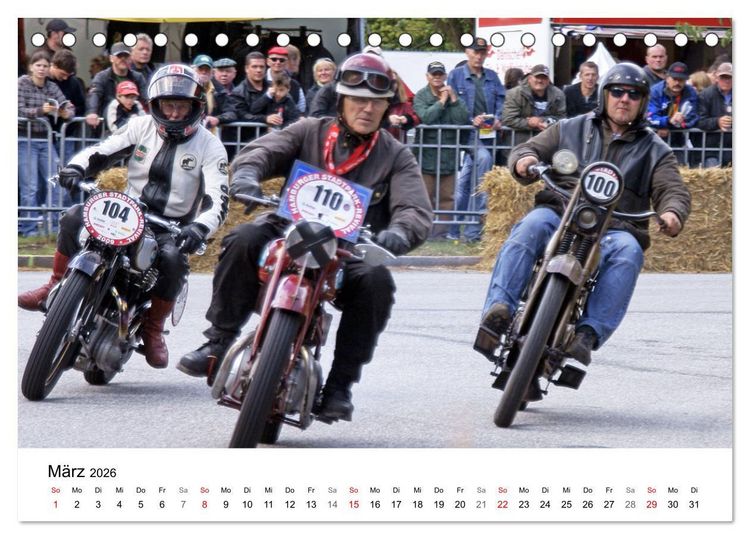 Produktbild: Faszination Oldtimer Motorrad - Momentaufnahmen von Hamburger Stadtparkrennen (Tischkalender 2026 DIN A5 quer), CALVENDO Monatskalender