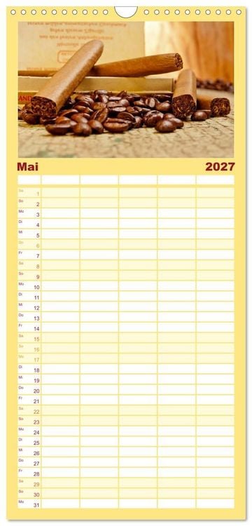 Produktbild: Familienplaner 2027 - KAFFEE 2027 mit 5 Spalten (Wandkalender, 21 x 45 cm) CALVENDO