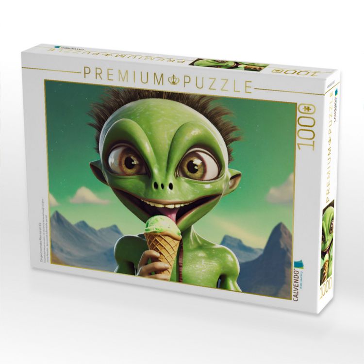 Produktbild: CALVENDO Puzzle Ein ganz normales Alien isst ein Eis | 1000 Teile Lege-Gr&ouml;&szlig;e 64x48cm Foto-Puzzle f&uuml;r gl&uuml;ckliche Stunden