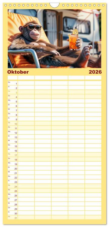 Produktbild: Familienplaner 2026 - Der tierisch lustige Camping-Kalender mit 5 Spalten (Wandkalender, 21 x 45 cm) CALVENDO