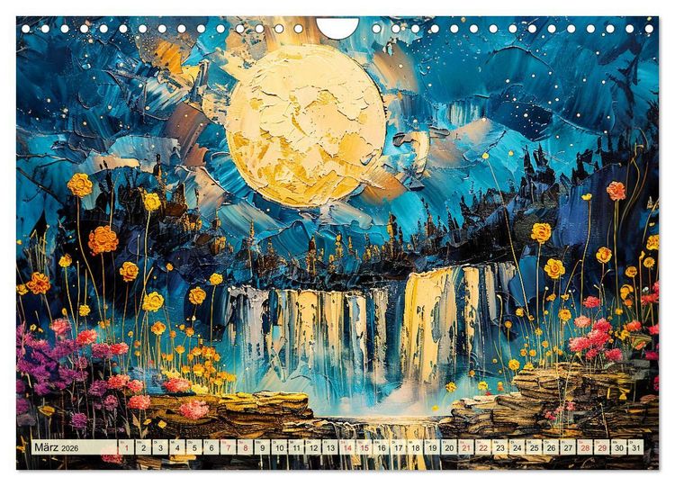 Produktbild: Blumenn&auml;chte im Mondlicht - Poesie des Himmels und der Erde (Wandkalender 2026 DIN A4 quer), CALVENDO Monatskalender
