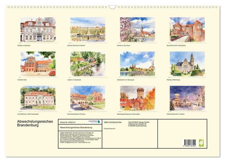 Produktbild: Abwechslungsreiches Brandenburg (Wandkalender 2027 DIN A2 quer), CALVENDO Monatskalender