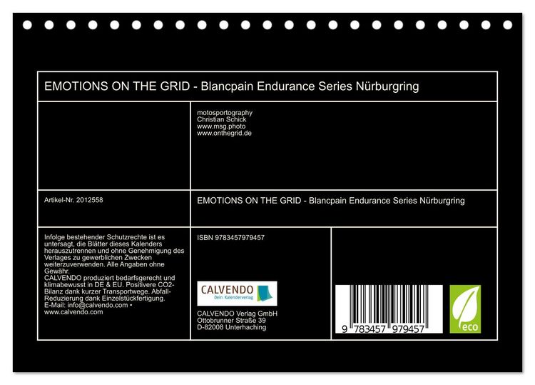 Produktbild: EMOTIONS ON THE GRID - Blancpain Endurance Series N&uuml;rburgring (Tischkalender 2026 DIN A5 quer), CALVENDO Monatskalender