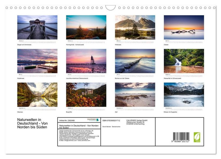 Produktbild: Naturwelten in Deutschland - Von Norden bis S&uuml;den (Wandkalender 2027 DIN A3 quer), CALVENDO Monatskalender