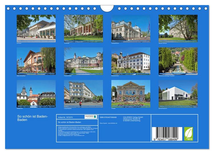 Produktbild: So sch&ouml;n ist Baden-Baden (Wandkalender 2026 DIN A4 quer), CALVENDO Monatskalender