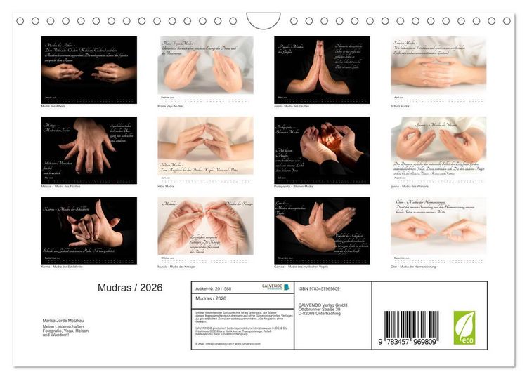 Produktbild: Mudras / 2026 (Wandkalender 2026 DIN A4 quer), CALVENDO Monatskalender