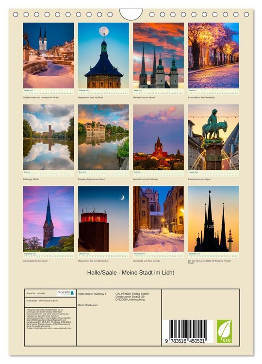 Produktbild: Halle/Saale - Meine Stadt im Licht (Wandkalender 2026 DIN A4 hoch), CALVENDO Monatskalender