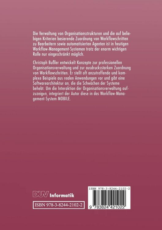Produktbild: Organisationsverwaltung in Workflow-Management-Systemen