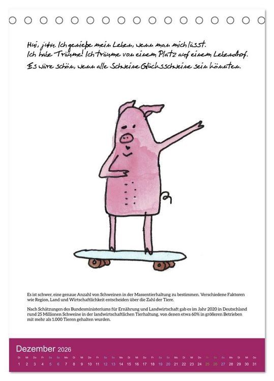 Produktbild: Schweinekalender - Alles was du &uuml;ber Schweine wissen wolltest! (Tischkalender 2026 DIN A5 hoch), CALVENDO Monatskalender