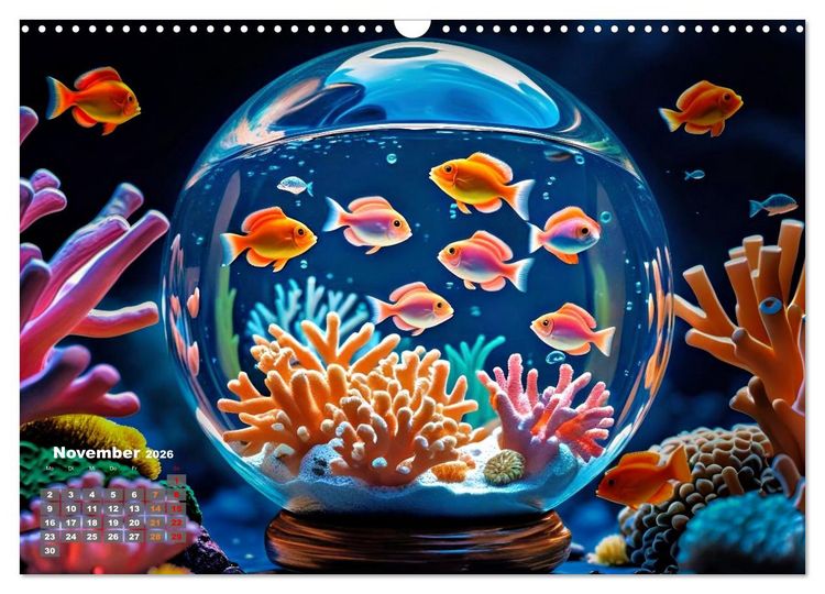 Produktbild: Aquarium in einer Glaskugel (Wandkalender 2026 DIN A3 quer), CALVENDO Monatskalender