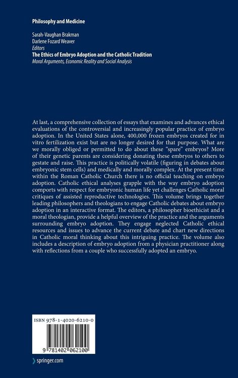 Produktbild: The Ethics of Embryo Adoption and the Catholic Tradition