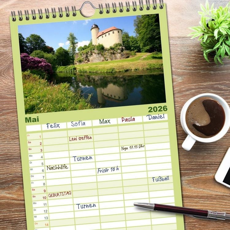 Produktbild: Familienplaner 2026 - Burgen in Deutschland mit 5 Spalten (Wandkalender, 21 x 45 cm) CALVENDO